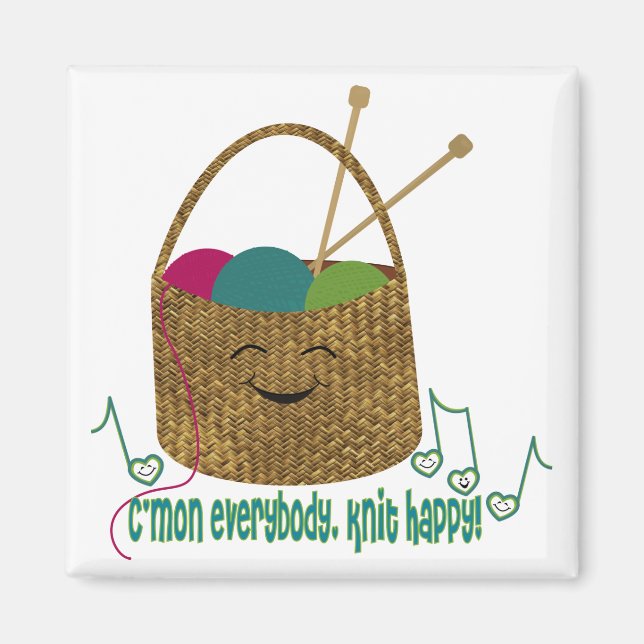 Knitting Lycklig Magnet (Framsidan)