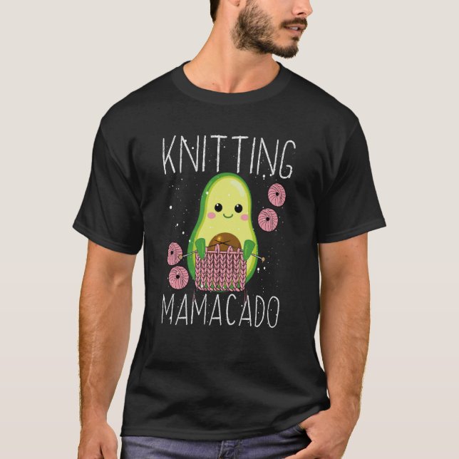 Knitting Mamacado Avocado Mom Crochet Yarn Mothers T Shirt (Framsida)