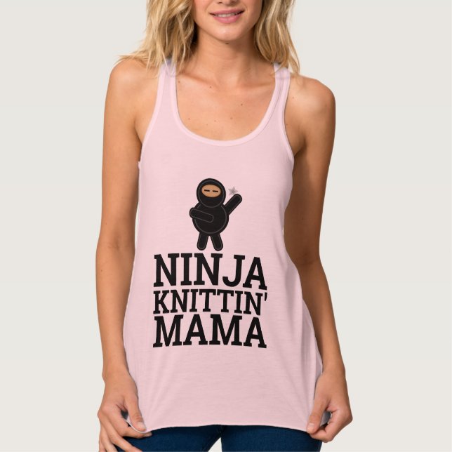 KNITTING MAMMA T-Shirts, NINJA Linne Med Racerback (Framsida)