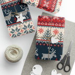 Knitting Mönster julrenar Nordic Presentpapper<br><div class="desc">Papper innerförpackning för julomslutning med helgdag,  stickande mönster,  en hjort silhuett och manus</div>