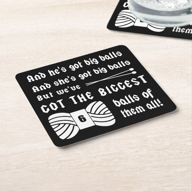 Knitting ・ Mörken Big Bollar of Yarn Crafts Underlägg Papper Kvadrat (Vinklad)