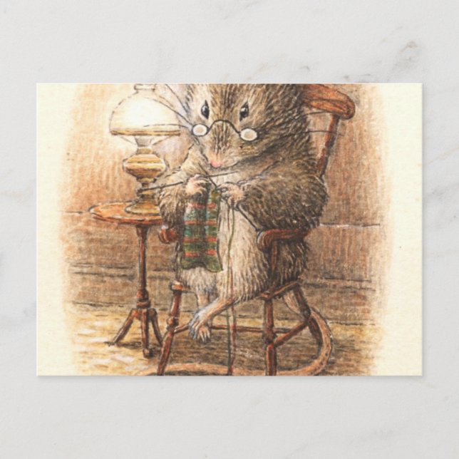 Knitting Mouse - Beatrix-Potterna Vykort (Framsida)