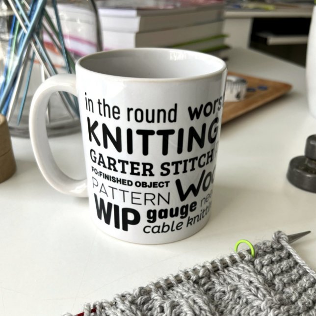 Knitting Mugg - Knitters Ord Collage (Skapare uppladdad)