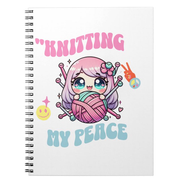 Knitting My Peace – Kawaii mindful design for knit Anteckningsbok (Framsidan)