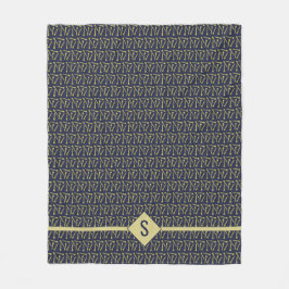 Knitting Nål Crafts Initial Guld + Navy Fleecefilt