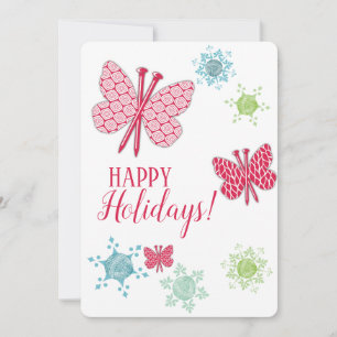 Knitting nål-fjärilar kramar julkort