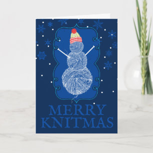 Knitting nål snögubbe personlig jul helgkort