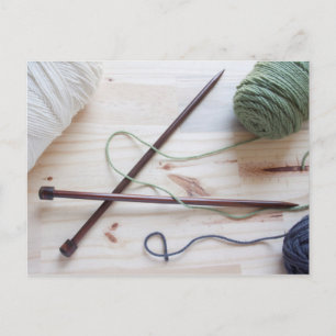 Knitting Nål Vykort