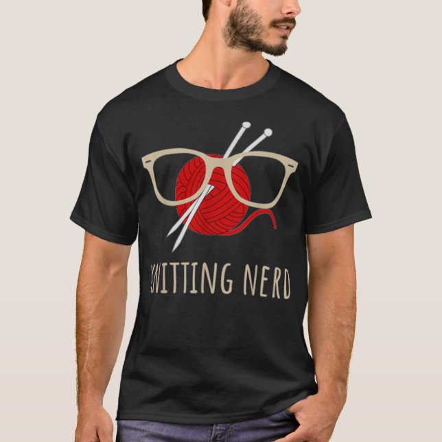 Knitting Nerd Funny Grandma Mamma Sticka Nål T Shirt (Framsida)