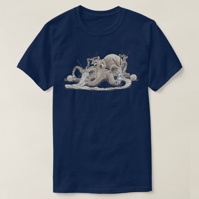 Knitting Octopus T Shirt (Design framsida)