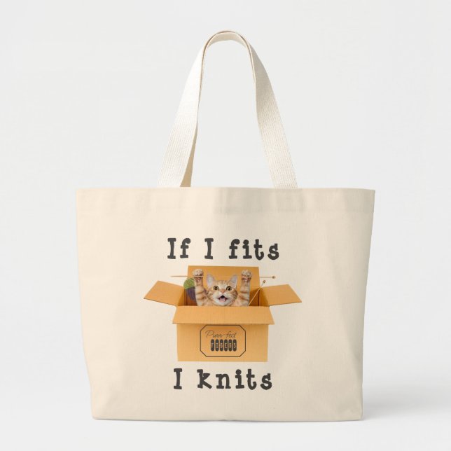 Knitting Orange Tabby Tote Bag Jumbo Tygkasse (Framsidan)