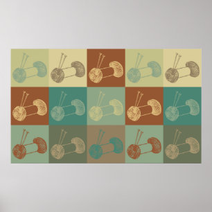 Knitting Pop Art Poster