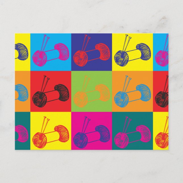 Knitting Pop Art Vykort (Framsida)