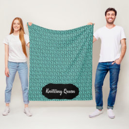 Knitting Queen Nål Mönster +Label Teal + Black Fleecefilt