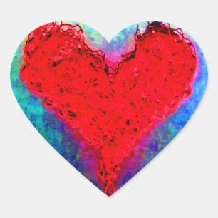 Knitting Red Craft Yarn Kärlek Heart Valentine Gif Hjärtformat Klistermärke