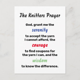 Knitting Serenity Prayer Joke Vykort