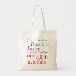 Knitting Sewing Benice Sak Watercolor Quote Tygkasse