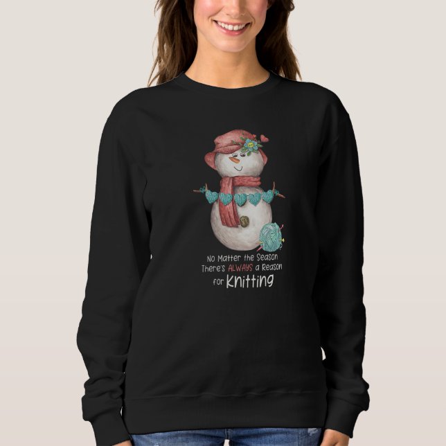 Knitting Snowman Winter Season Cute Hobby   T Shirt (Framsida)