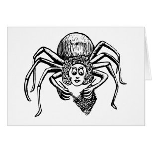 Knitting Spider (Tess) - Vit Hälsningskort