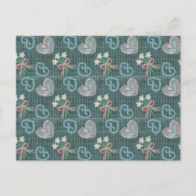 Knitting Style Hand Drawn Postcard Vykort (Framsida)