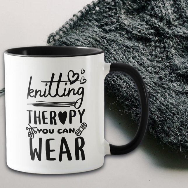 Knitting Therapy You Can Wear Funny Mug Mugg (Skapare uppladdad)