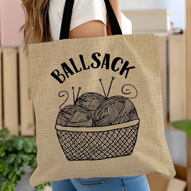 Knitting Tote Bag Funny Boll Sack Knitter Gift Tygkasse (Skapare uppladdad)
