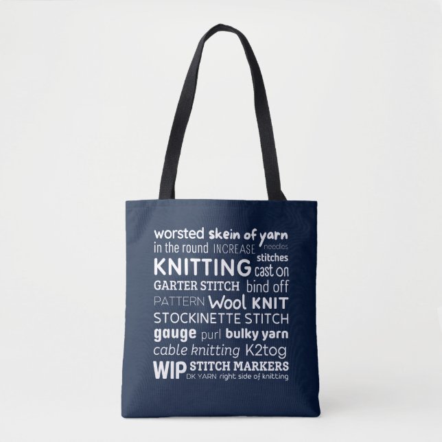 Knitting Tote Bag | Knitters kollage i Ord Tygkasse (Framsida)