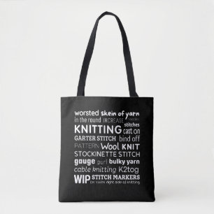 Knitting Tote Bag Knitters kollage i Ord Tygkasse