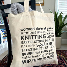Knitting Tote Bag - Knitters kollage i Ord