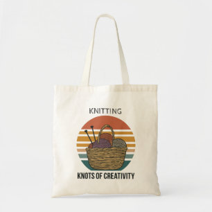 Knitting Tote Bag Vintage Yarn Basket Personalize Tygkasse