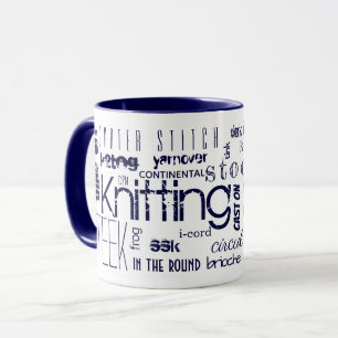 Knitting Typography Ord Terms Blue Mugg