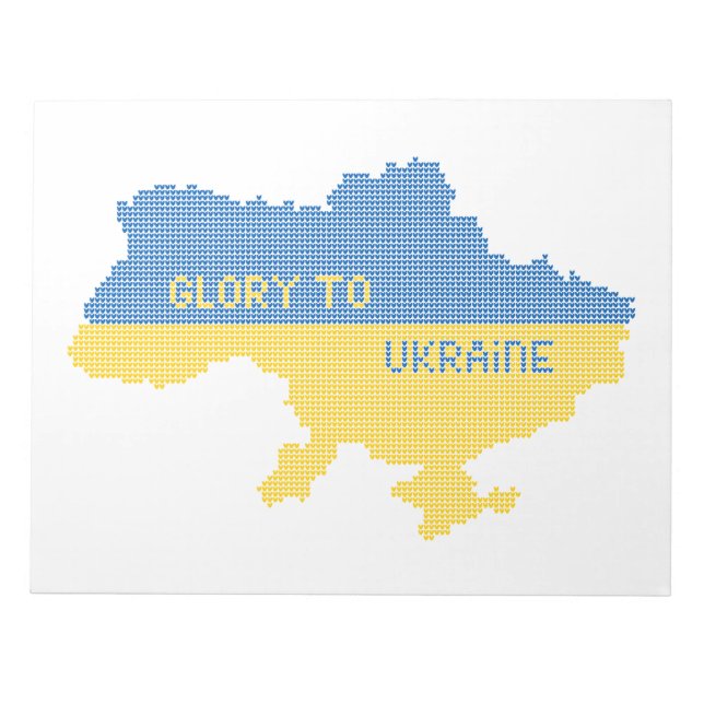 Knitting ukrainsk stat karta text Glory to Ukraina Anteckningsblock (Framsida)