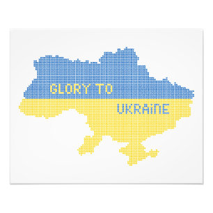 Knitting ukrainsk stat karta text Glory to Ukraina Fototryck