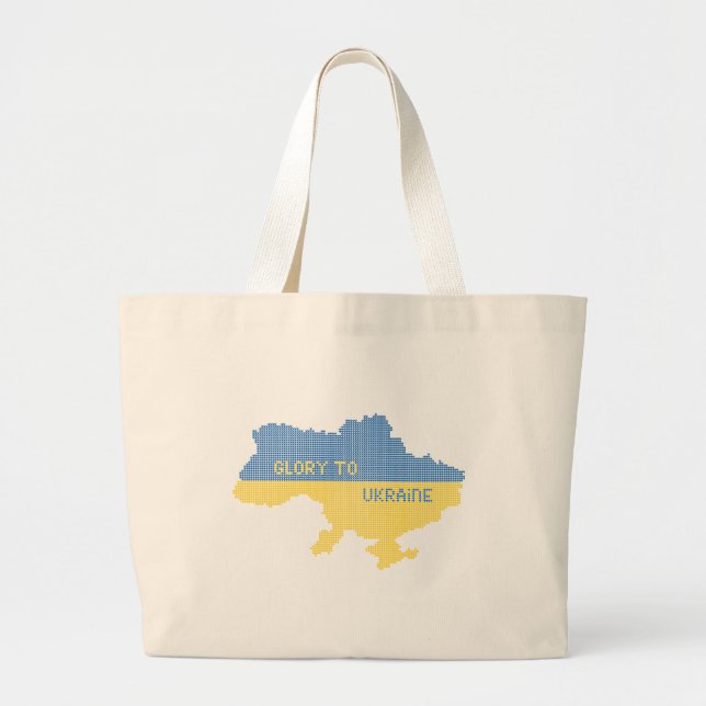 Knitting ukrainsk stat karta text Glory to Ukraina Jumbo Tygkasse (Framsidan)