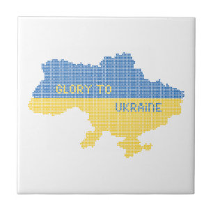 Knitting ukrainsk stat karta text Glory to Ukraina Kakelplatta