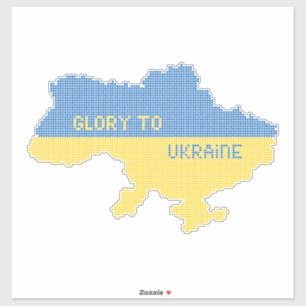 Knitting ukrainsk stat karta text Glory to Ukraina Klistermärken