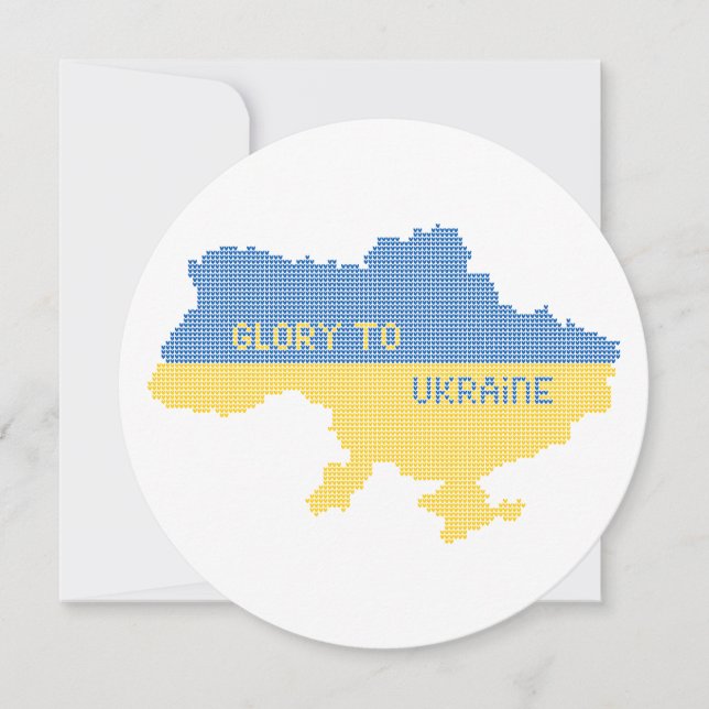 Knitting ukrainsk stat karta text Glory to Ukraina Kort (Framsida)
