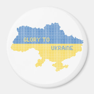 Knitting ukrainsk stat karta text Glory to Ukraina Magnet