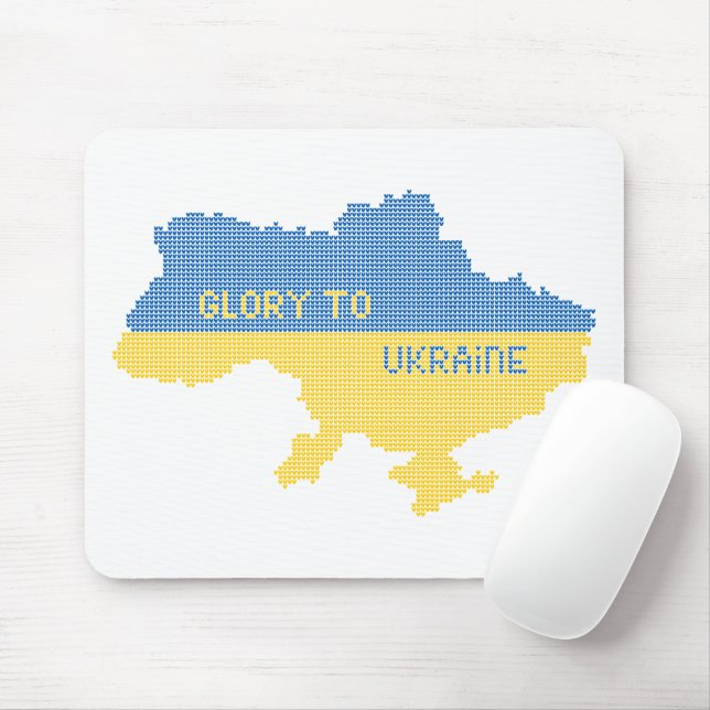 Knitting ukrainsk stat karta text Glory to Ukraina Musmatta (Med mus)
