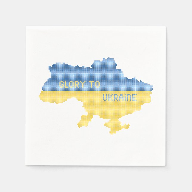 Knitting ukrainsk stat karta text Glory to Ukraina Pappersservett (Framsidan)