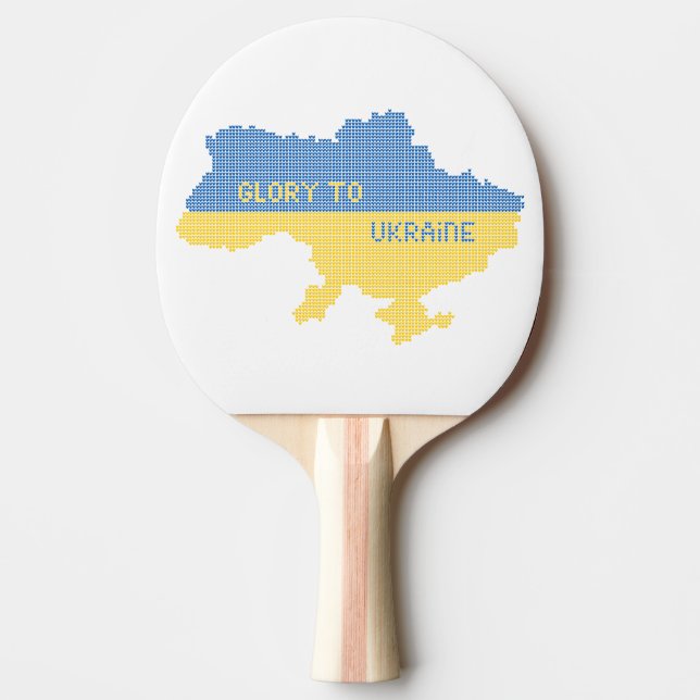 Knitting ukrainsk stat karta text Glory to Ukraina Pingisracket (Framsidan)