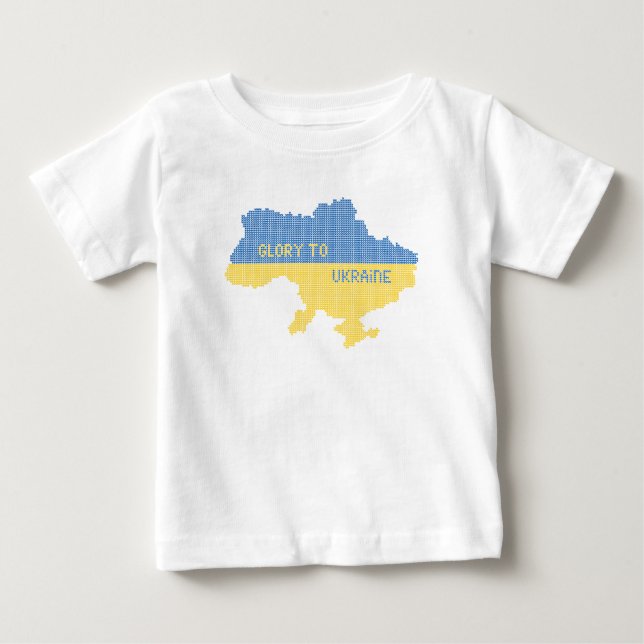 Knitting ukrainsk stat karta text Glory to Ukraina T Shirt (Framsida)