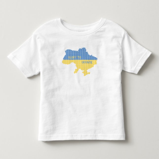 Knitting ukrainsk stat karta text Glory to Ukraina T Shirt (Framsida)