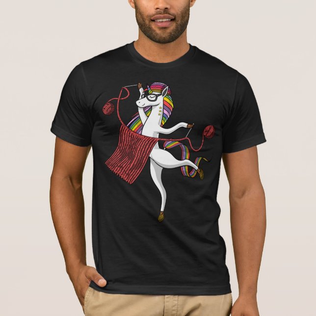 Knitting Unicorn Mamma Magic Yarn Knitter T Shirt (Framsida)