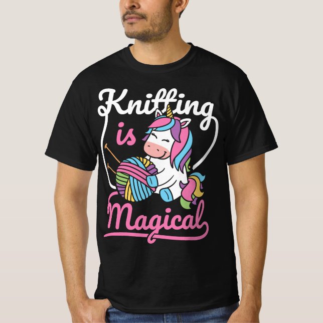 Knitting Unicorn Slogan Yarn Women Graphic T Shirt (Framsida)