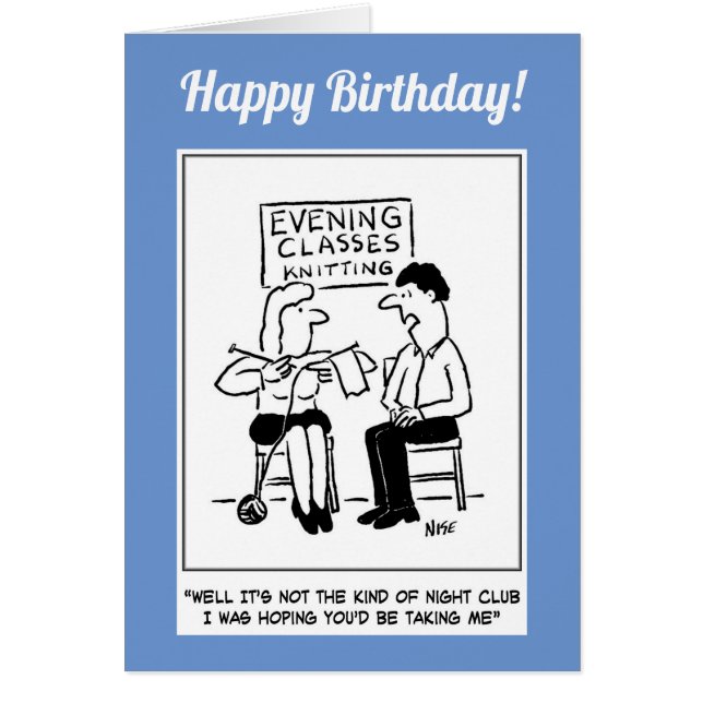 Knitting Vuxen Education Nattklass & Nattkväll-Klu Hälsningskort (Framsidan)