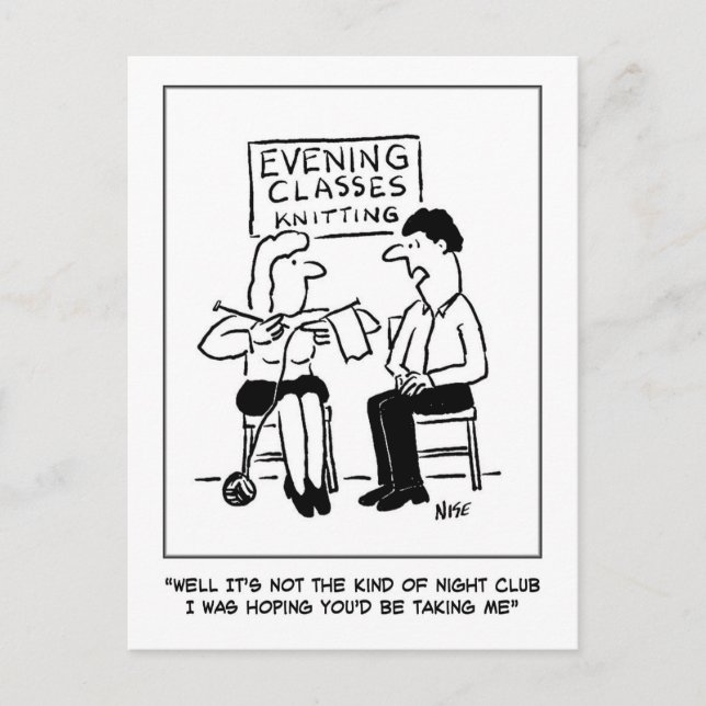 Knitting Vuxen Education Nattklass & Nattkväll-Klu Vykort (Framsida)