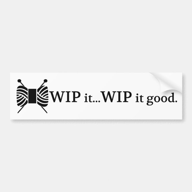 Knitting WIP IT Bra Craft Yarn Humor Bildekal (Framsidan)