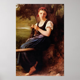 Knitting Woman av William-Adolphe Bouguereau Poster