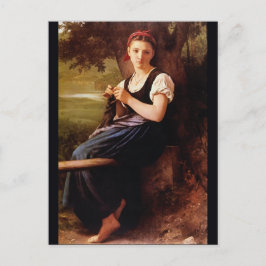 Knitting Woman av William-Adolphe Bouguereau Vykort